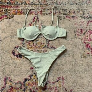 Green polka dot bikini